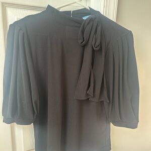 CeCe Black Blouse with Bow Accent